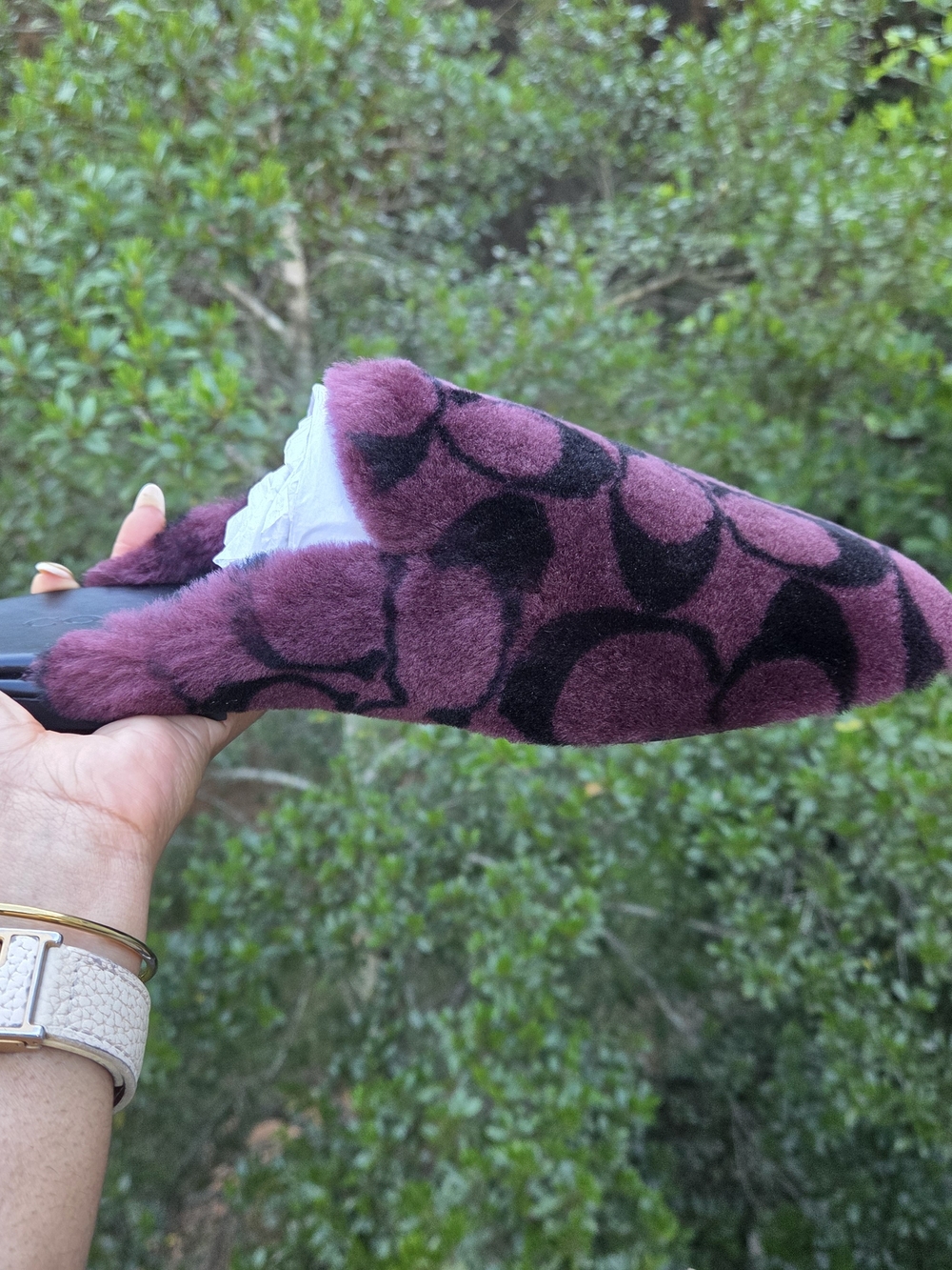New Coach Plush Slip-Ons - Merlot